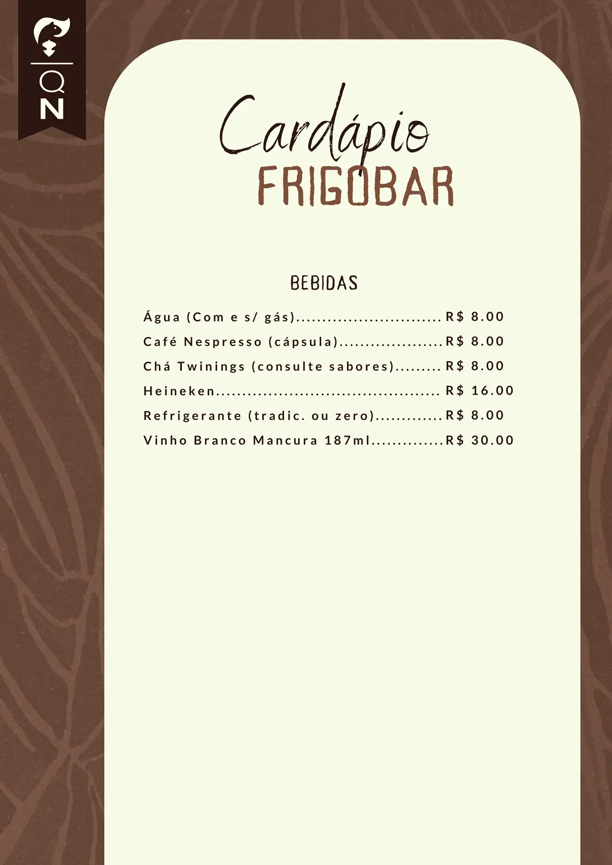 Cardápio Frigobar - página 1