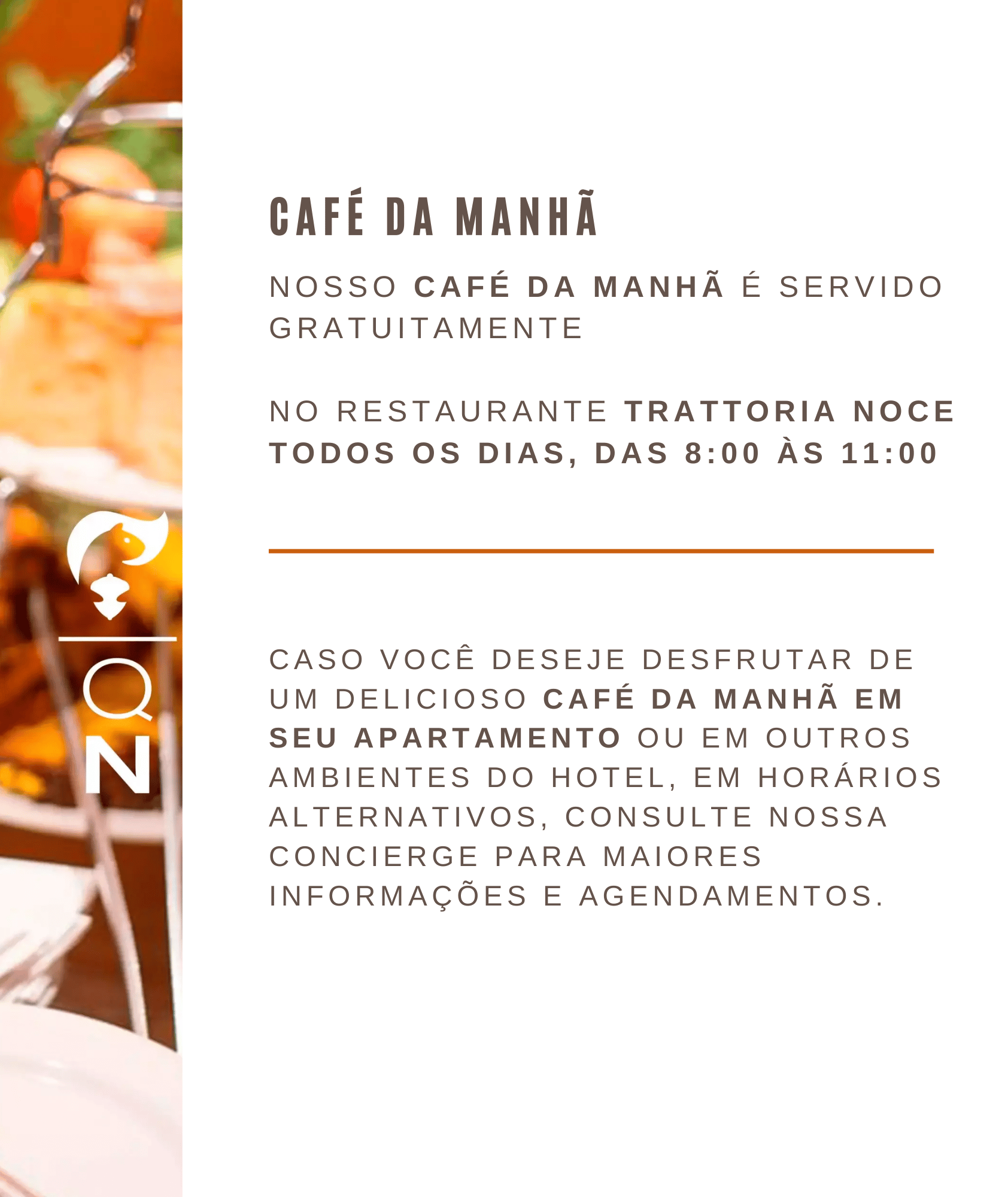 Cardápio Café da Manhã - Hotel Quebra-Noz cafe
